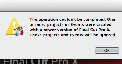 Created With A Newer Version of Final Cut Pro X